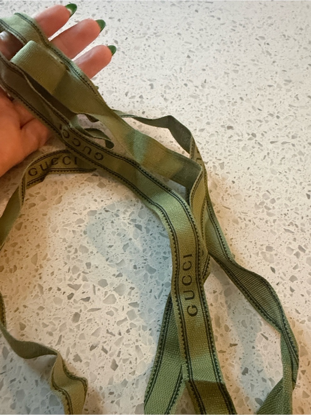 Gucci Green Branded 73” Gift Ribbon View 4